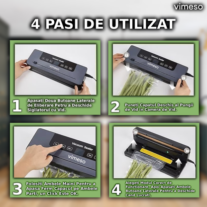 Pașii de utilizare ai aparatului de vidat VIMESO